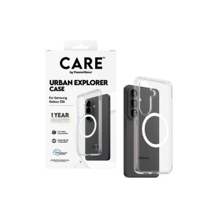 CARE by PanzerGlass Urban Explorer Case Transparent w. White Qi Samsung New Galaxy S26 | PanzerGlass