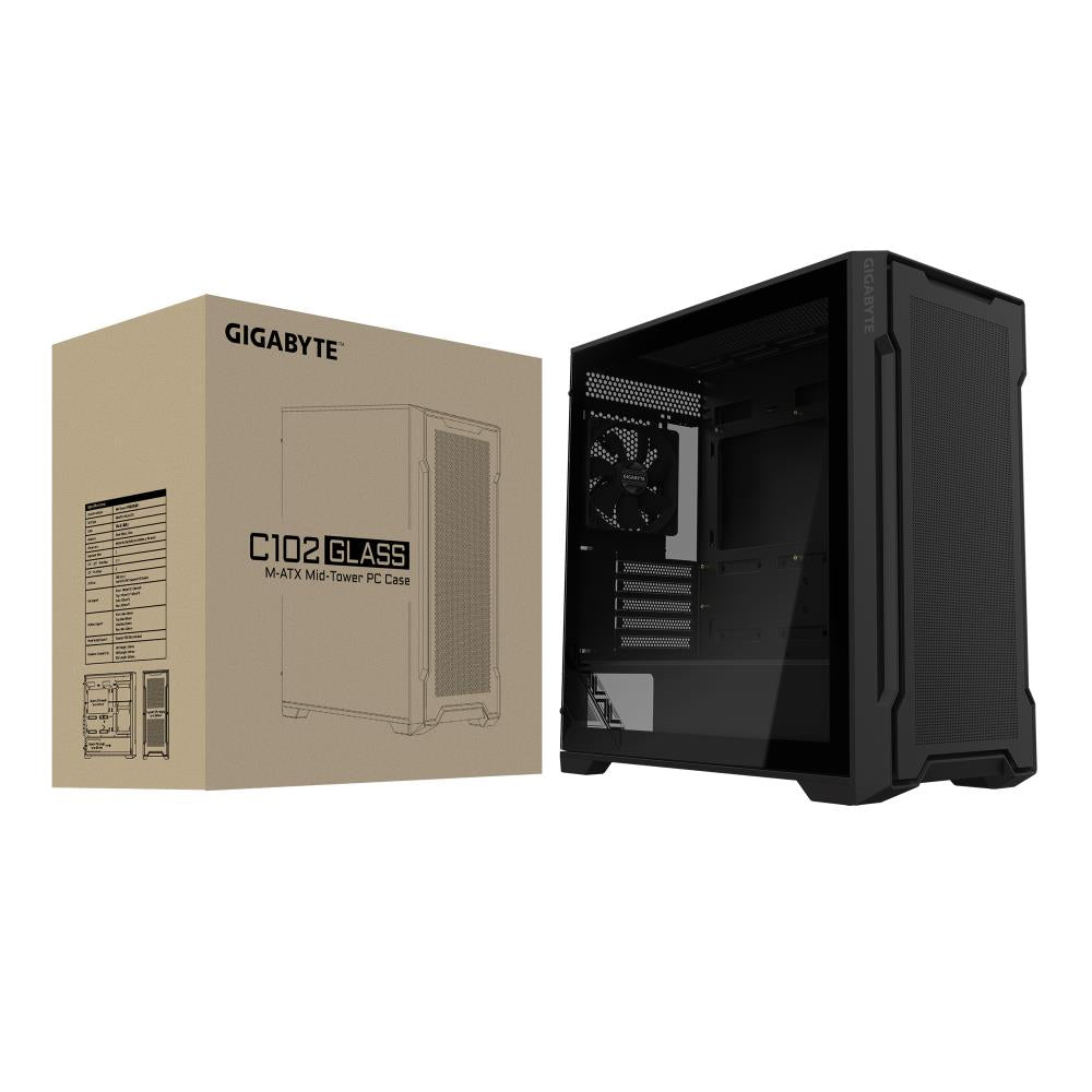 Case GIGABYTE GB-C102G MidiTower Case product features Transparent panel Not included MicroATX MiniITX Colour Black GB-C102G