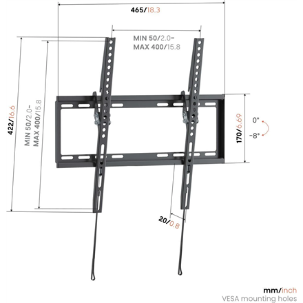 Vogels Wall mount | UP 4013 Tilting TV Wall Mount M | 32-65 " | Tilt | Maximum weight (capacity) 45 kg | Black
