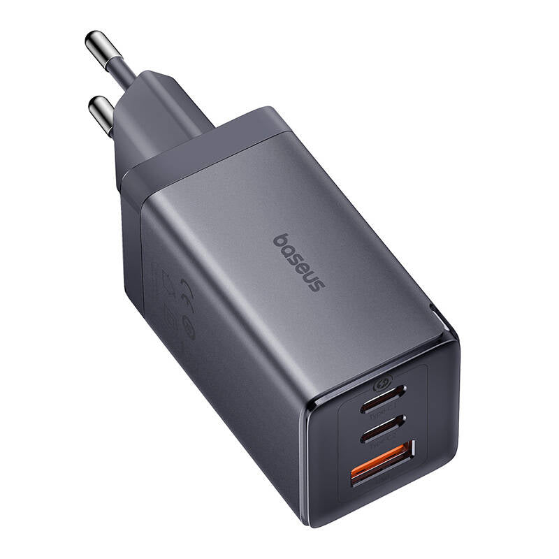 Wall charger Baseus GaN5 2x USB-C + USB, 65W + cable 1m (grey) - Image 1