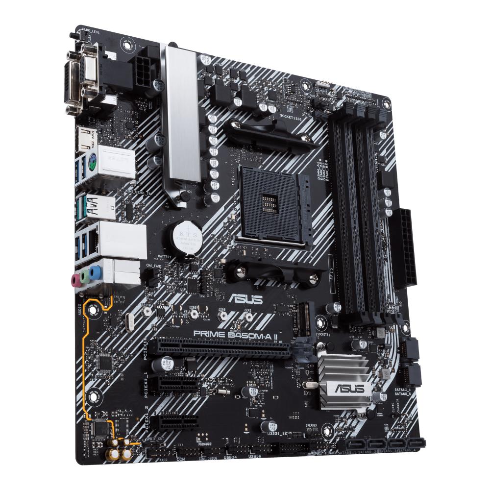 Mainboard ASUS AMD B450 SAM4 MicroATX 2xPCI-Express 2.0 1x 1xPCI-Express 3.0 16x 1xM.2 Memory DDR4 Memory slots 2 1x15pin D-sub 1xDVI 1xHDMI 2xAudio-In 1xAudio-Out 2xUSB 2.0 4xUSB 3.2 1xPS/2 1xRJ45 PRIMEB450M-KII