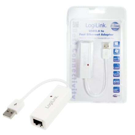 Logilink | Fast Ethernet USB 2.0 to RJ45 Adapter: | White