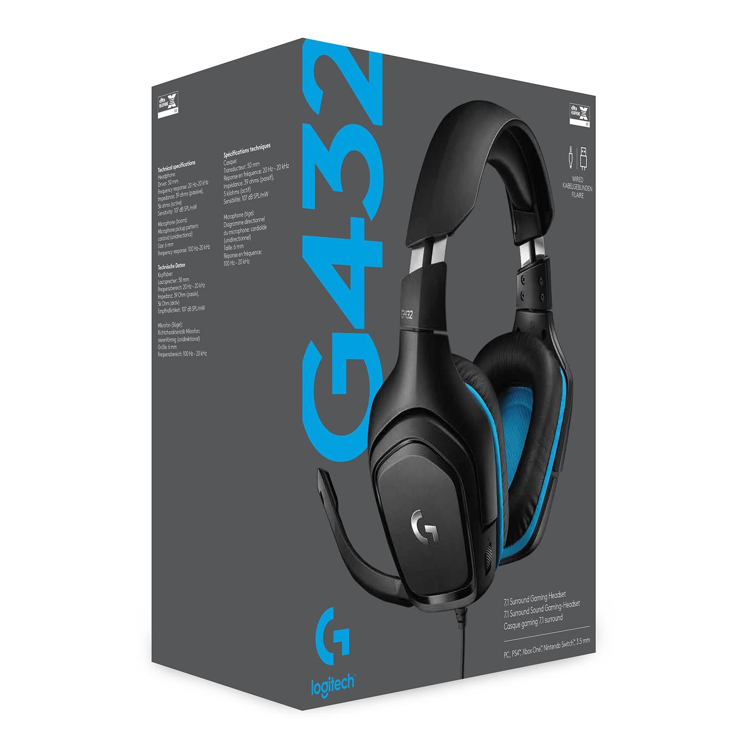 HEADSET GAMING G432/BLACK 981-000770 LOGITECH