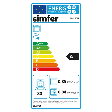 Simfer Oven | BI-81608P | 80 L | Multifuncional | Pyrolytic | Electronic | Steam function | Convection | Height 59.5 cm 