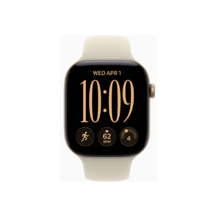 Apple Watch Series 12 GPS 46mm Light Gold Aluminium Case with Sand Sport Band - S/M | Apple