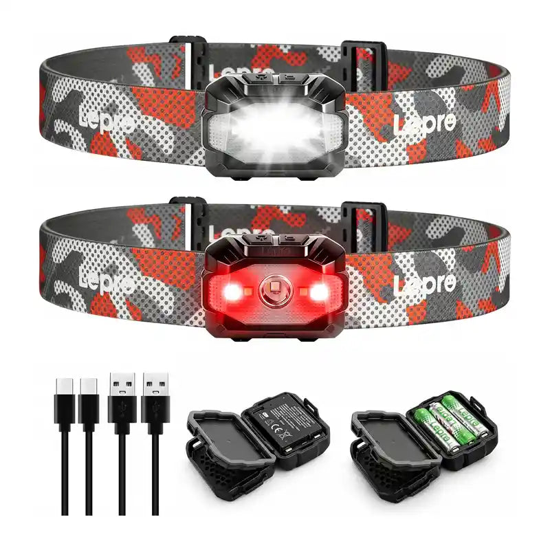 LEPRO 320023-2 USB Headlamp, 2-Pack - Image 1