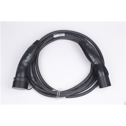 Evaka EV Charging Cable Type 2-Type 2, 22 kW, 32 A, 5 x 6 mm2, 1 x 0.5 mm2, 7 m | ITGAM3872 | Black