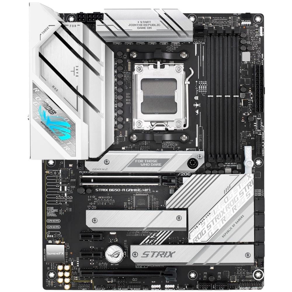 Mainboard ASUS AMD B650 SAM5 ATX Memory DDR5 Memory slots 4 2xPCI-Express 4.0 1x 1xPCI-Express 4.0 16x 3xM.2 1xHDMI 1xDisplayPort 4xUSB 2.0 3xUSB 3.2 2xUSB-C 1xRJ45 5xAudio port ROGSTRIXB650-AGAMWIFI