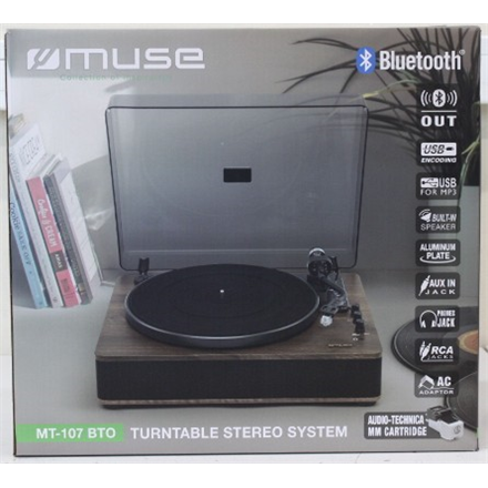 SALE OUT. Muse MT-107 BTO Turntable Stereo System, Black/Brown | Muse Turntable Stereo System with Bluetooth Out | MT-10