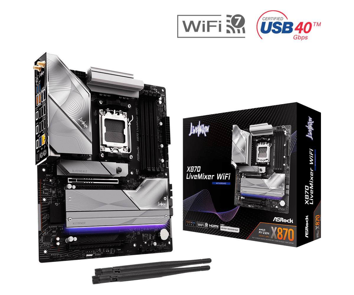 Mainboard ASROCK AMD X870 SAM5 ATX Memory DDR5 Memory slots 4 X870LIVEMIXERWIFI