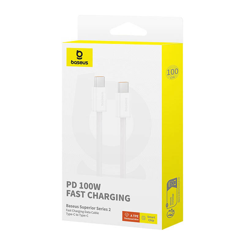 Kabel szybkiego ładowania USB-C do USB-C Baseus Superior 2 100W 1m (biały) - Product Image 7