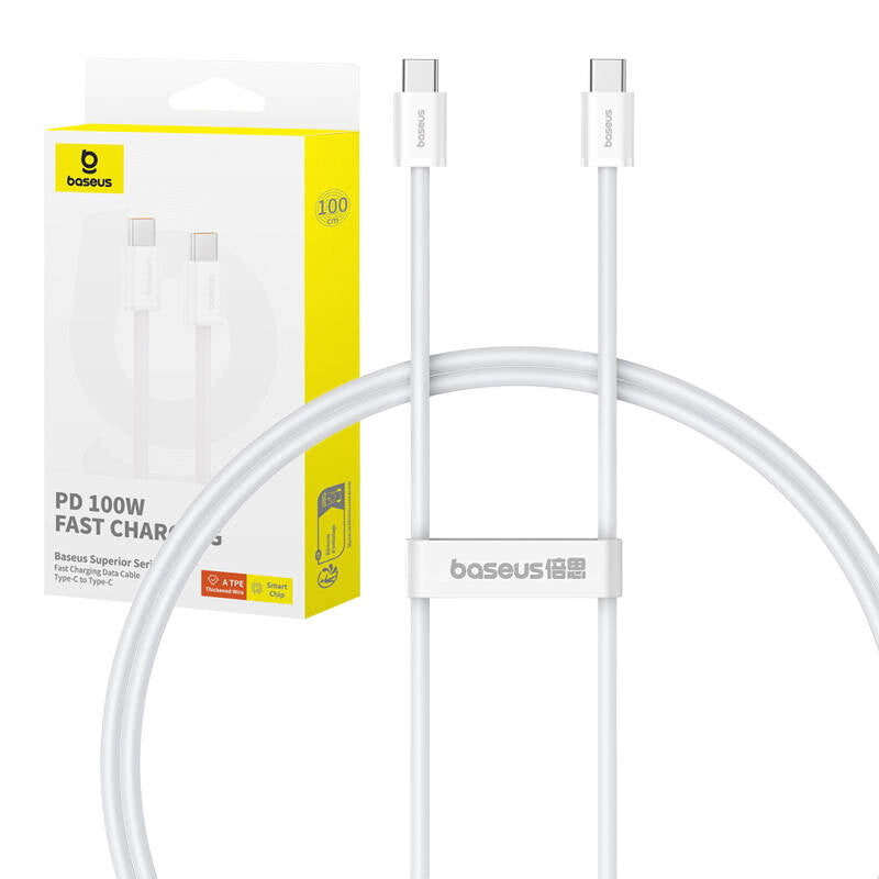 Kabel szybkiego ładowania USB-C do USB-C Baseus Superior 2 100W 1m (biały) - Product Image 9