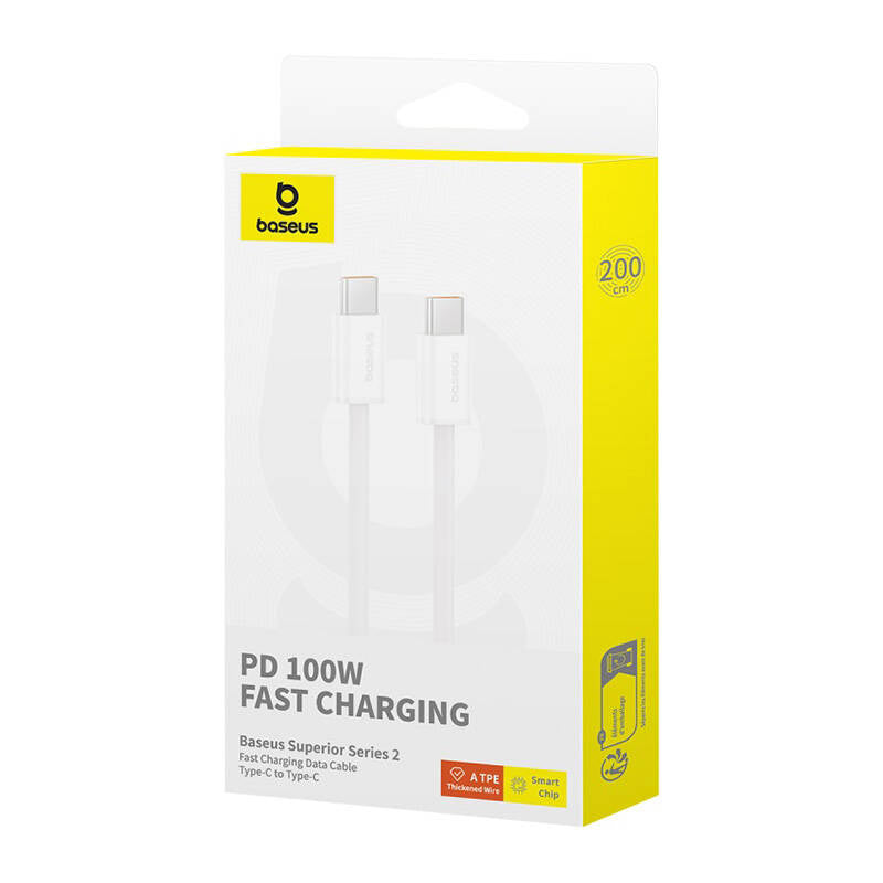 Kabel szybkiego ładowania USB-C do USB-C Baseus Superior 2 100W 2m (biały) - Product Image 7