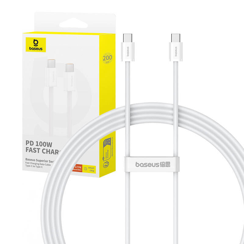 Kabel szybkiego ładowania USB-C do USB-C Baseus Superior 2 100W 2m (biały) - Product Image 9