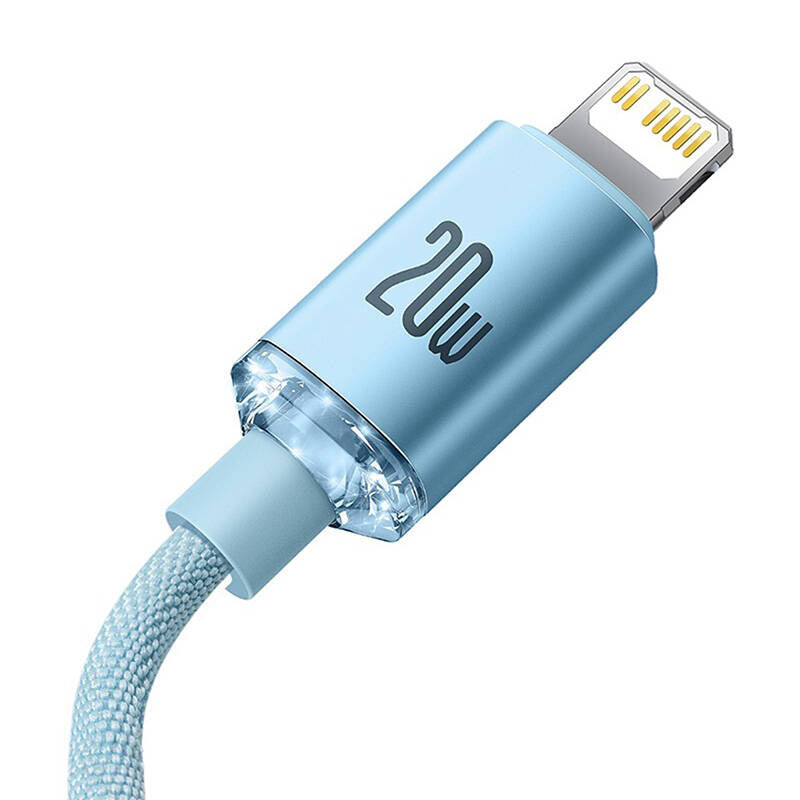 Kabel USB-C do iP Baseus Crystal Shine,  20W, 1.2m (niebieski) - Product Image 5