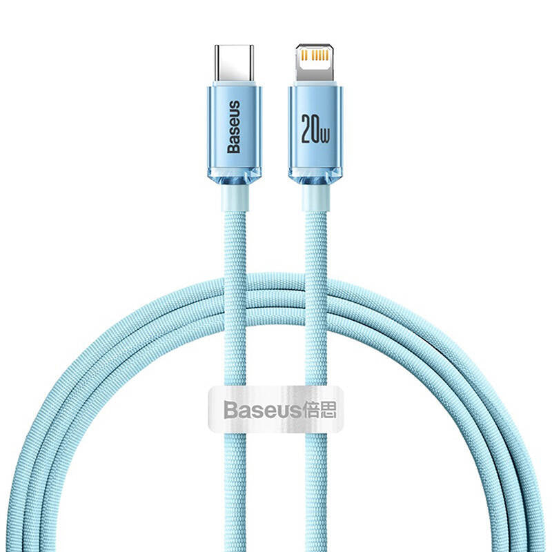 Kabel USB-C do iP Baseus Crystal Shine,  20W, 1.2m (niebieski) - Product Image 1
