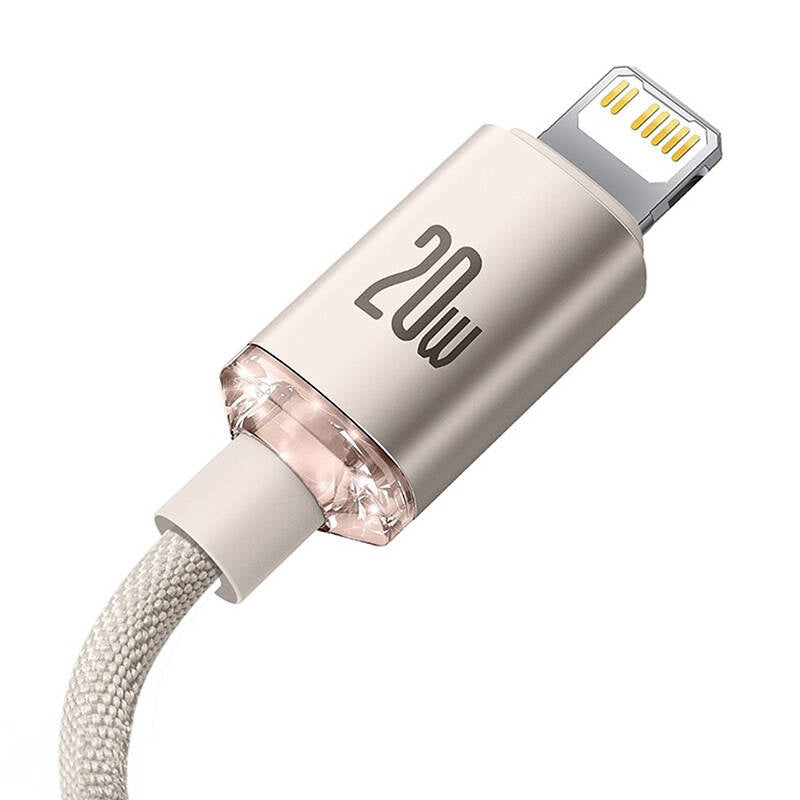 Kabel USB-C do iP Baseus Crystal Shine,  20W, 1.2m (różowy) - Product Image 5