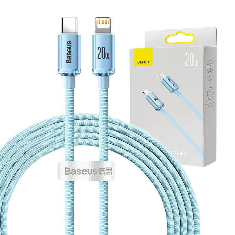 Kabel USB-C do iP Baseus Crystal Shine,  20W, 2m (niebieski) - Product Image 9