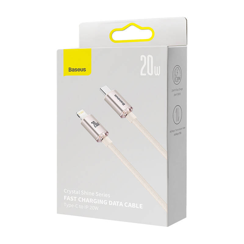 Kabel USB-C do iP Baseus Crystal Shine,  20W, 2m (różowy) - Product Image 7