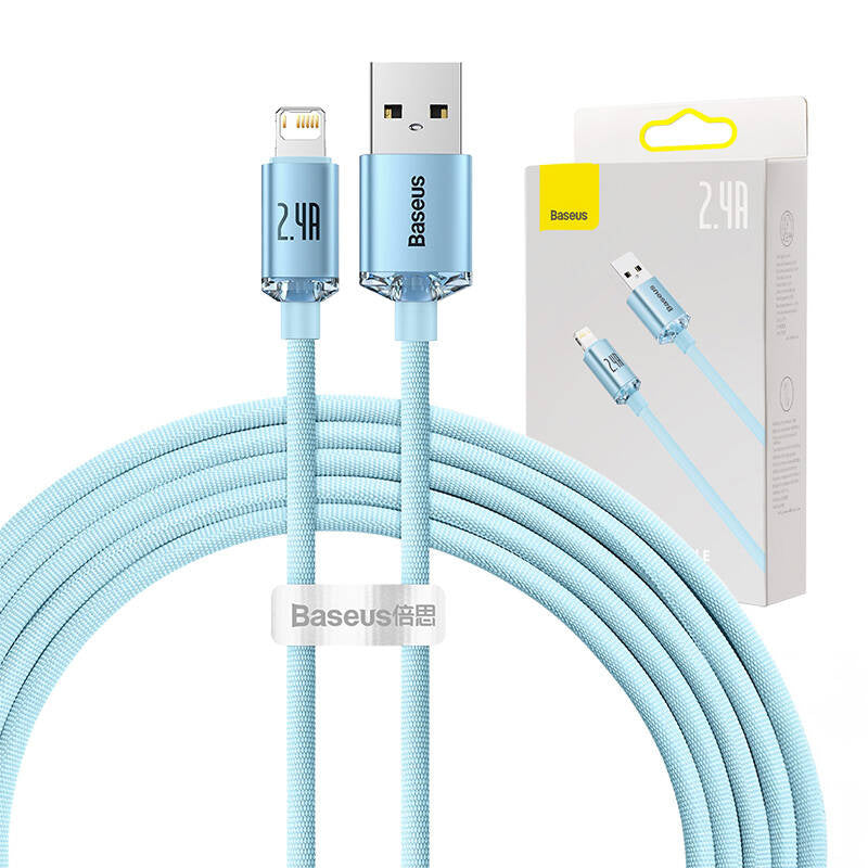 Kabel USB do iP Baseus Crystal Shine, 2.4A, 2m (niebieski) - Product Image 9