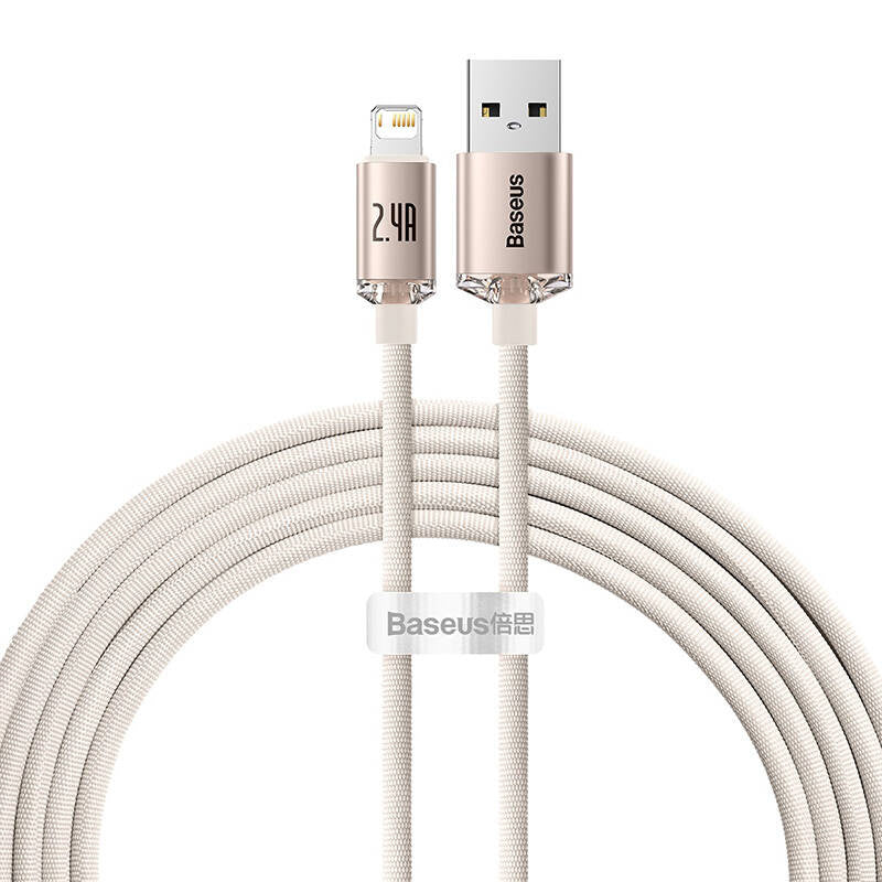 Kabel USB do iP Baseus Crystal Shine, 2.4A, 2m (różowy) - Product Image 1