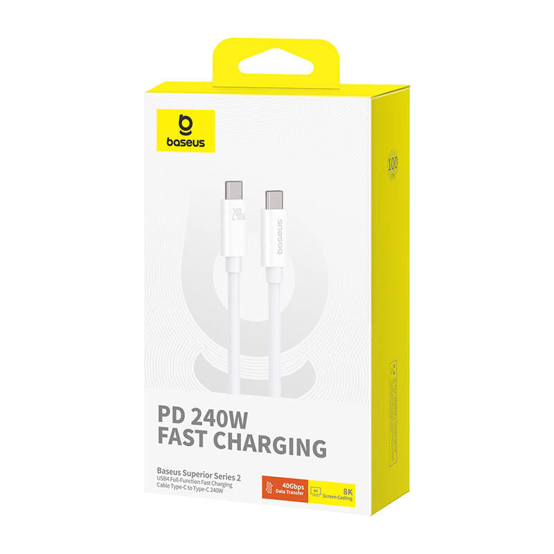 Kabel USB-C do USB-C Baseus Superior USB4, 240W, 1m (biały) - Product Image 6