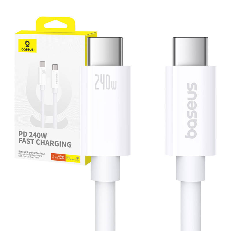 Kabel USB-C do USB-C Baseus Superior USB4, 240W, 1m (biały) - Product Image 8