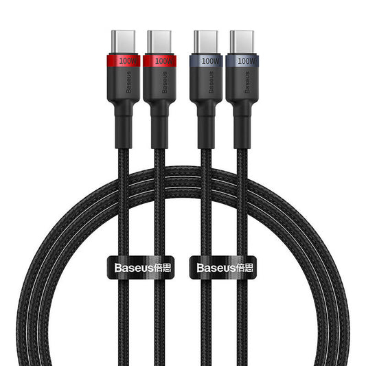 Cable Baseus Cafule USB-C to USB-C 100W,1m, 2psc (Red Black, Grey Black) - Product Image 1