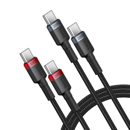Cable Baseus Cafule USB-C to USB-C 100W,1m, 2psc (Red Black, Grey Black) - Product Image 2