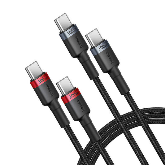 Cable Baseus Cafule USB-C to USB-C 100W,1m, 2psc (Red Black, Grey Black) - Product Image 2