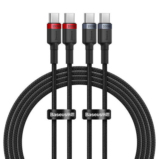 Cable Baseus Cafule USB-C to USB-C 100W,2m, 2psc (Red Black, Grey Black) - Product Image 1