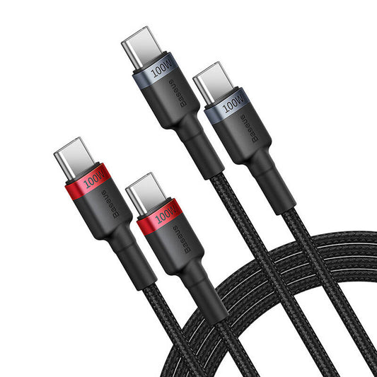 Cable Baseus Cafule USB-C to USB-C 100W,2m, 2psc (Red Black, Grey Black) - Product Image 2