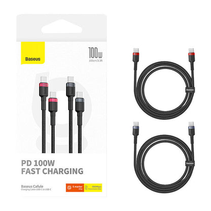 Cable Baseus Cafule USB-C to USB-C 100W,2m, 2psc (Red Black, Grey Black) - Product Image 9