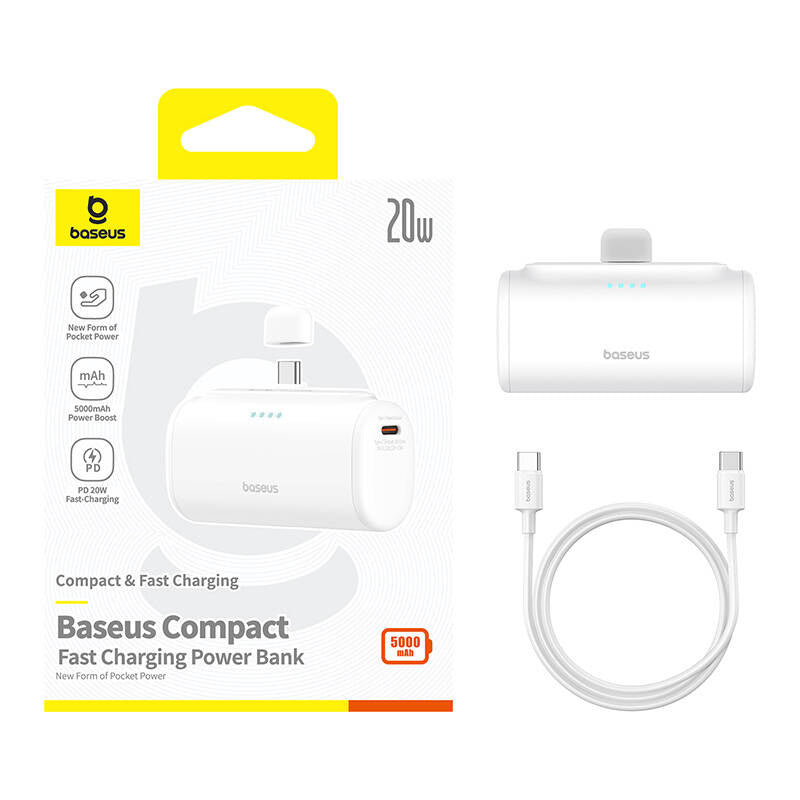 Powerbank Baseus Compact 5000mAh, 20W, USB-C (biały) - Product Image 8