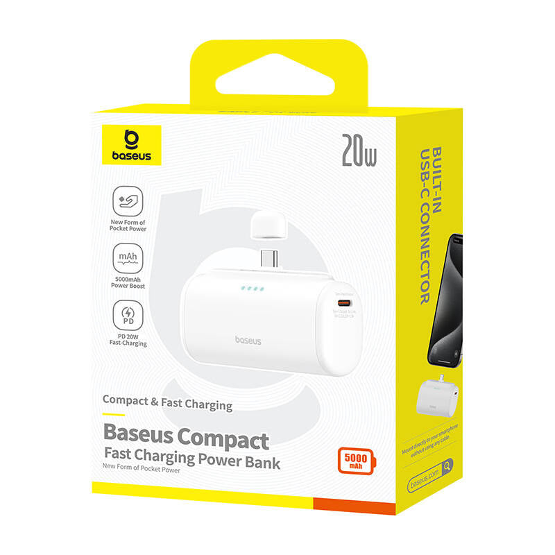 Powerbank Baseus Compact 5000mAh, 20W, USB-C (biały) - Product Image 6