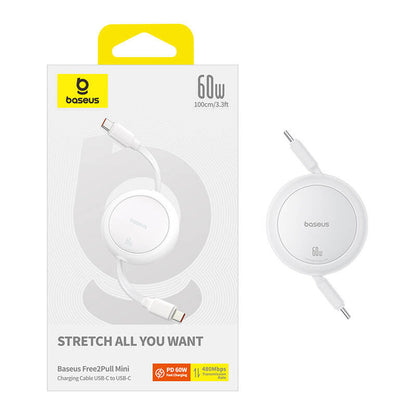Baseus Free2Pull Mini USB-C to USB-C USB cable, 60W, 1, (white) - Product Image 8