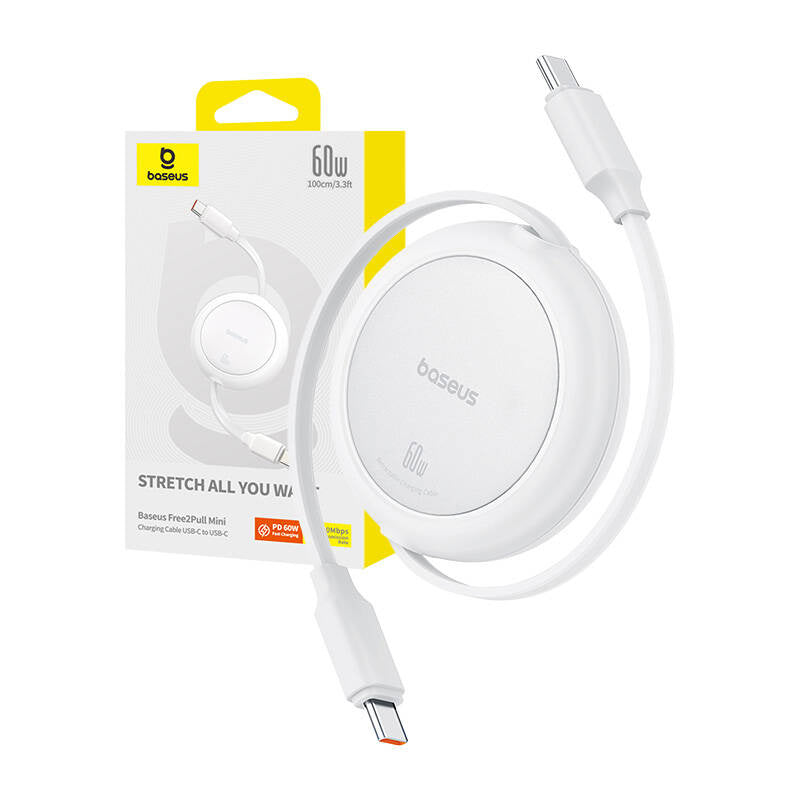 Baseus Free2Pull Mini USB-C to USB-C USB cable, 60W, 1, (white) - Product Image 9