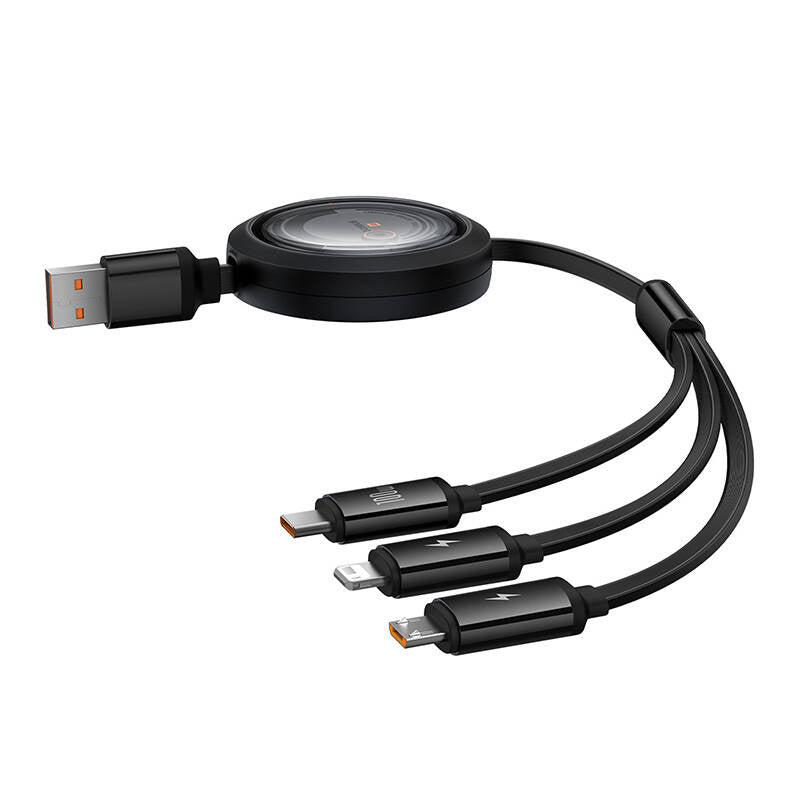 3-in-1 Baseus Free2Draw USB to M+L+C 100W cable, 1.1 m (black) - Product Image 2