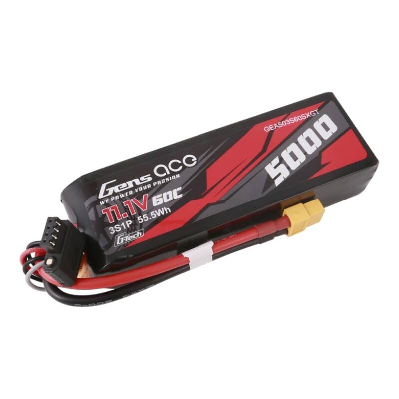 Gens ace G-Tech 5000mAh 11.1V 60C 3S1P Short-Size Lipo With XT60 Plug - Product Image 2