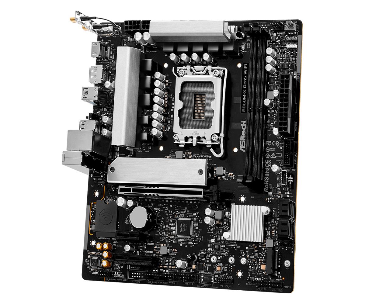 Mainboard ASROCK Intel B860 LGA 1851 (Socket V1) micro ATX RAM DDR5-SDRAM 2xSlots Wi-Fi Yes Bluetooth Yes 1xNumber of M.2 (M) slots B860M-XGEN5WIFI