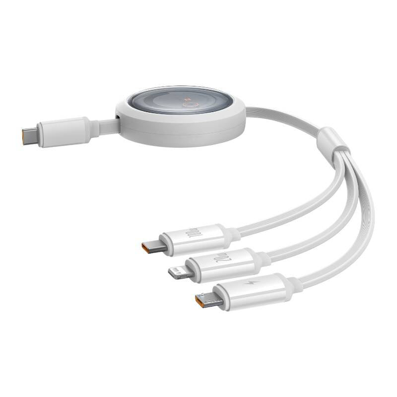 Fast Charging Cable 3in1 Baseus Free2Draw USB-C to USB-C/Lightning/Micro 100W, 1,1m (white) - Product Image 2
