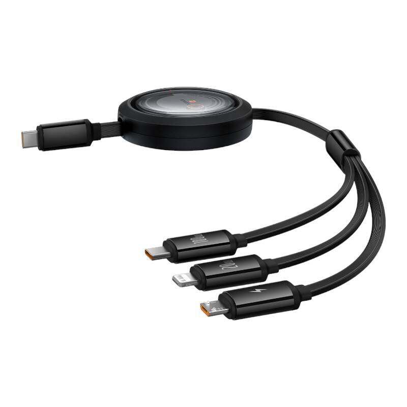 Fast Charging Cable 3in1 Baseus Free2Draw USB-C to USB-C/Lightning/Micro 100W, 1,1m (black) - Product Image 2