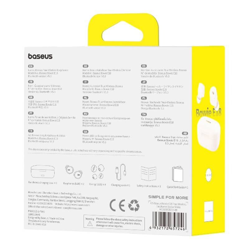 Earphones TWS Baseus Bowie E18 (white) - Product Image 7