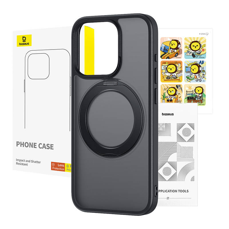 Phone Case Baseus SkyRing Magnetic with Stand for iP 14 Pro Max + tempered-glass and cleaning kit (black) - Product Image 5