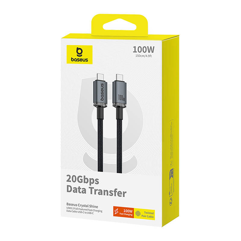 Fast Charging Cable Baseus Crystal Shine USB-C to USB-C 100W, 1,5m, 20Gb (black) - Product Image 7
