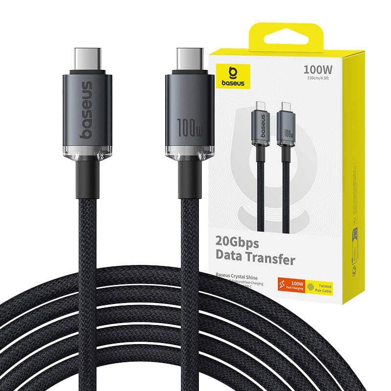 Fast Charging Cable Baseus Crystal Shine USB-C to USB-C 100W, 1,5m, 20Gb (black) - Product Image 9