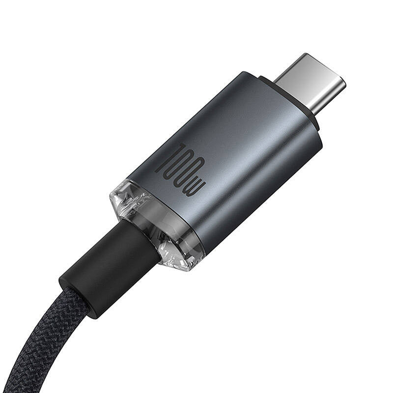 Fast Charging Cable Baseus Crystal Shine USB-C to USB-C 100W, 1,5m, 20Gb (black) - Product Image 2