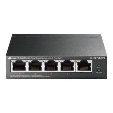 TP-LINK | 5-Port Gigabit Easy Smart Switch with 4-Port PoE+ | TL-SG105MPE | Managed L2 | Desktop