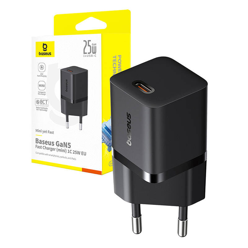 Fast Charger Baseus GaN5 mini 1C, 25W (black) - Product Image 8