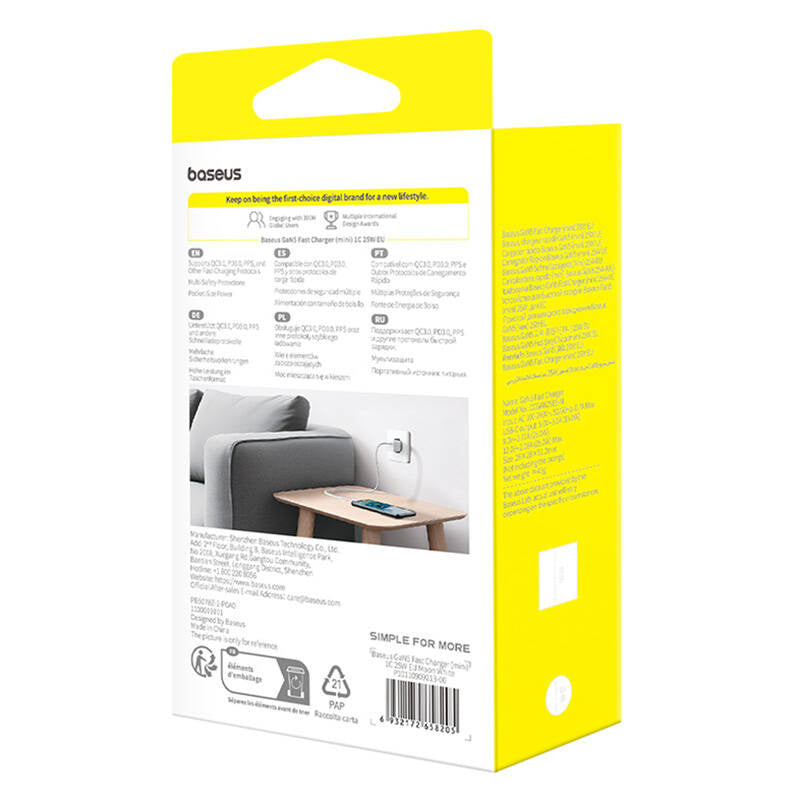 Fast Charger Baseus GaN5 mini 1C, 25W (white) - Product Image 7